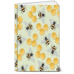 Bees Pattern Honey Bee Bug Honeycomb Honey Beehive 8  X 10  Hardcover Notebook by Bedest