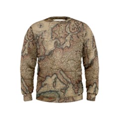 Old Vintage Classic Map Of Europe Kids  Sweatshirt by Paksenen