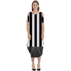 Stripes Geometric Pattern Digital Art Art Abstract Abstract Art Cold Shoulder Loose Fit Dress With Pockets by Proyonanggan