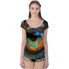 Eye Bird Feathers Vibrant Boyleg Leotard  by Hannah976