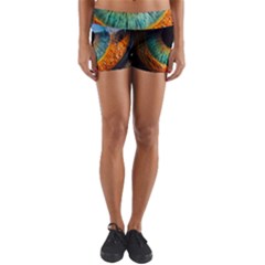 Eye Bird Feathers Vibrant Yoga Shorts by Hannah976