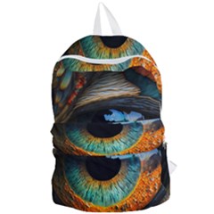 Eye Bird Feathers Vibrant Foldable Lightweight Backpack by Hannah976