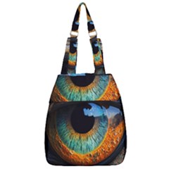 Eye Bird Feathers Vibrant Center Zip Backpack by Hannah976