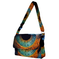 Eye Bird Feathers Vibrant Full Print Messenger Bag (s) by Hannah976