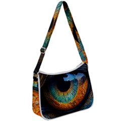 Eye Bird Feathers Vibrant Zip Up Shoulder Bag by Hannah976