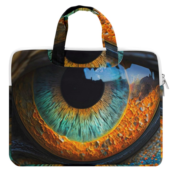 Eye Bird Feathers Vibrant MacBook Pro 13  Double Pocket Laptop Bag