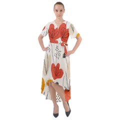 Floral Leaf Front Wrap High Low Dress by Ndabl3x