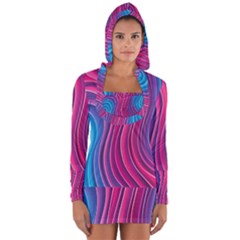 Spiral Swirl Pattern Light Circle Long Sleeve Hooded T-shirt by Ndabl3x