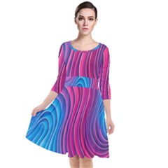 Spiral Swirl Pattern Light Circle Quarter Sleeve Waist Band Dress by Ndabl3x