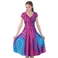 Spiral Swirl Pattern Light Circle Cap Sleeve Wrap Front Dress by Ndabl3x