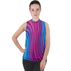 Spiral Swirl Pattern Light Circle Mock Neck Chiffon Sleeveless Top by Ndabl3x