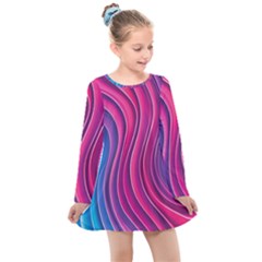 Spiral Swirl Pattern Light Circle Kids  Long Sleeve Dress by Ndabl3x