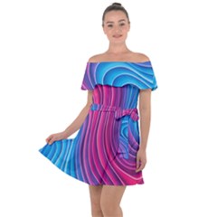 Spiral Swirl Pattern Light Circle Off Shoulder Velour Dress by Ndabl3x