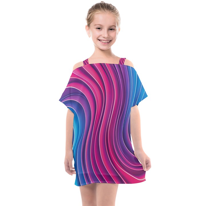 Spiral Swirl Pattern Light Circle Kids  One Piece Chiffon Dress