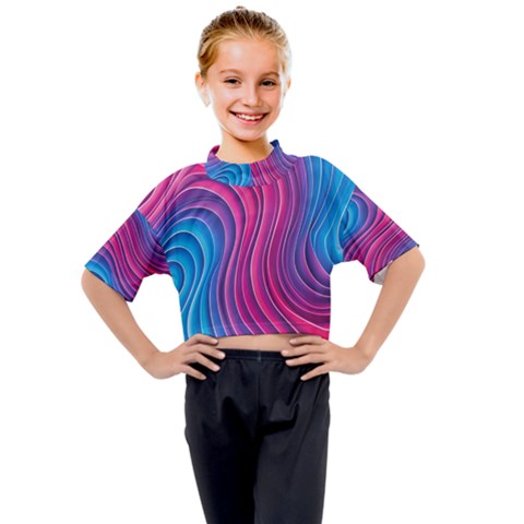 Spiral Swirl Pattern Light Circle Kids Mock Neck T-shirt by Ndabl3x