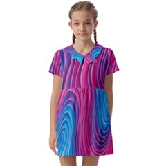 Spiral Swirl Pattern Light Circle Kids  Asymmetric Collar Dress