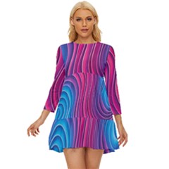 Spiral Swirl Pattern Light Circle Long Sleeve Babydoll Dress by Ndabl3x