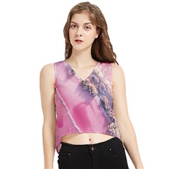 Texture Pink Pattern Paper Grunge V-neck Cropped Tank Top by Ndabl3x