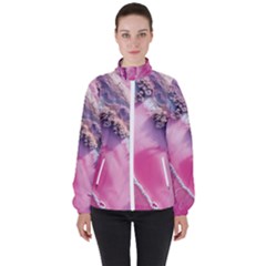 Texture Pink Pattern Paper Grunge Women s High Neck Windbreaker by Ndabl3x