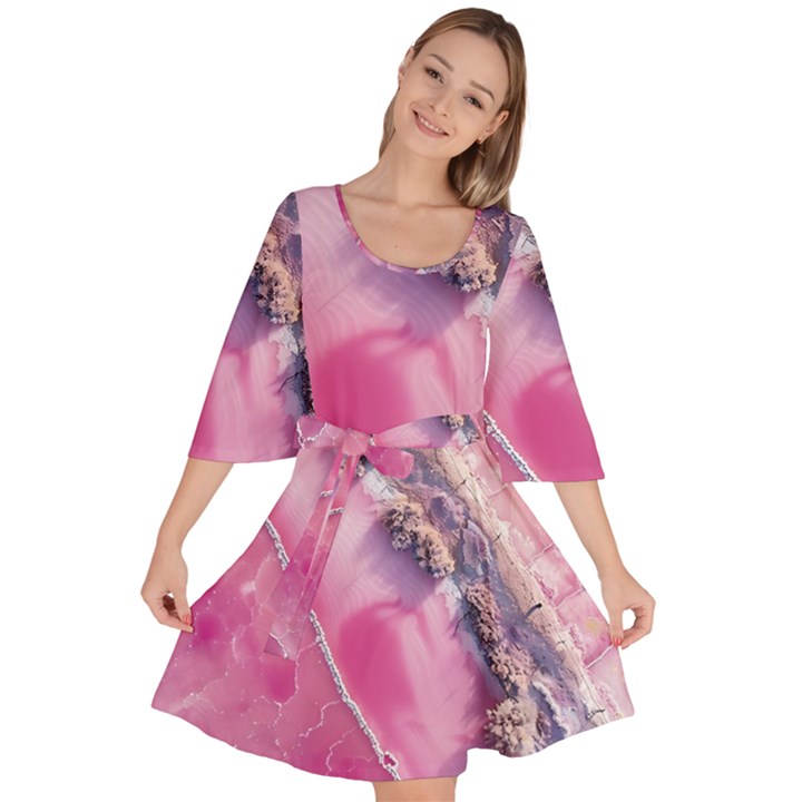 Texture Pink Pattern Paper Grunge Velour Kimono Dress