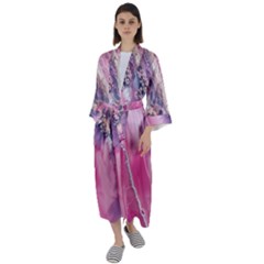 Texture Pink Pattern Paper Grunge Maxi Satin Kimono by Ndabl3x