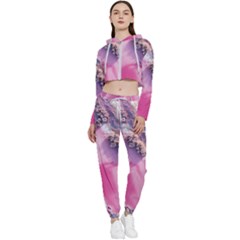 Texture Pink Pattern Paper Grunge Cropped Zip Up Lounge Set by Ndabl3x