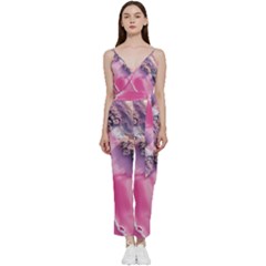 Texture Pink Pattern Paper Grunge V-neck Camisole Jumpsuit