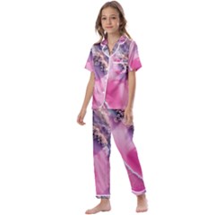 Texture Pink Pattern Paper Grunge Kids  Satin Short Sleeve Pajamas Set by Ndabl3x