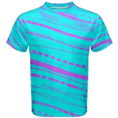 Wave Stripe Pattern Design Aqua Men s Cotton T-shirt by Ndabl3x