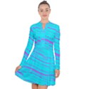 Wave Stripe Pattern Design Aqua Long Sleeve Panel Dress View1