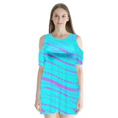 Wave Stripe Pattern Design Aqua Shoulder Cutout Velvet One Piece by Ndabl3x