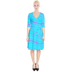 Wave Stripe Pattern Design Aqua Wrap Up Cocktail Dress by Ndabl3x