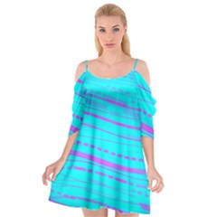 Wave Stripe Pattern Design Aqua Cutout Spaghetti Strap Chiffon Dress by Ndabl3x