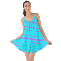 Wave Stripe Pattern Design Aqua Love The Sun Cover Up by Ndabl3x