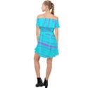 Wave Stripe Pattern Design Aqua Off Shoulder Chiffon Dress View2