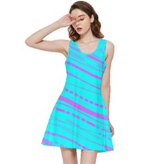 Wave Stripe Pattern Design Aqua Inside Out Racerback Dress by Ndabl3x