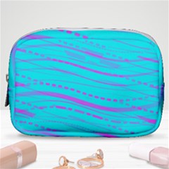 Wave Stripe Pattern Design Aqua Make Up Pouch (small) by Ndabl3x