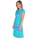 Wave Stripe Pattern Design Aqua Classic Short Sleeve Dress View2