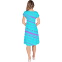 Wave Stripe Pattern Design Aqua Classic Short Sleeve Dress View4