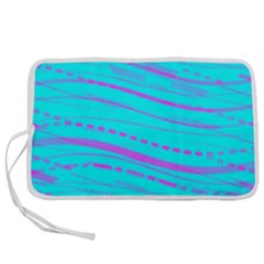 Wave Stripe Pattern Design Aqua Pen Storage Case (m) by Ndabl3x