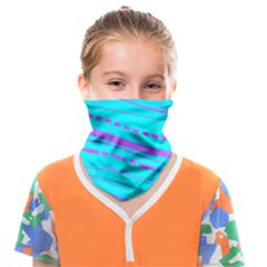 Wave Stripe Pattern Design Aqua Face Covering Bandana (kids) by Ndabl3x