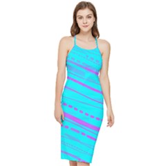 Wave Stripe Pattern Design Aqua Bodycon Cross Back Summer Dress by Ndabl3x