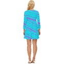 Wave Stripe Pattern Design Aqua Long Sleeve Babydoll Dress View4