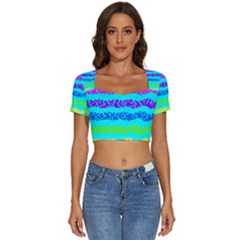 Abstract Design Pattern Short Sleeve Square Neckline Crop Top  by Ndabl3x