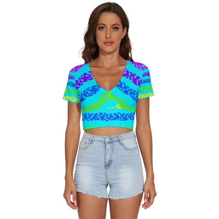 Abstract Design Pattern V-Neck Crop Top