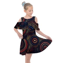 Abstract Geometric Pattern Kids  Shoulder Cutout Chiffon Dress by Ndabl3x