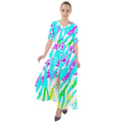 Animal Print Bright Abstract Waist Tie Boho Maxi Dress by Ndabl3x