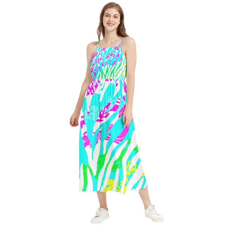 Animal Print Bright Abstract Boho Sleeveless Summer Dress