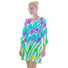 Animal Print Bright Abstract Open Neck Shift Dress by Ndabl3x