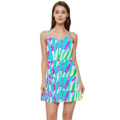 Animal Print Bright Abstract Short Frill Dress by Ndabl3x